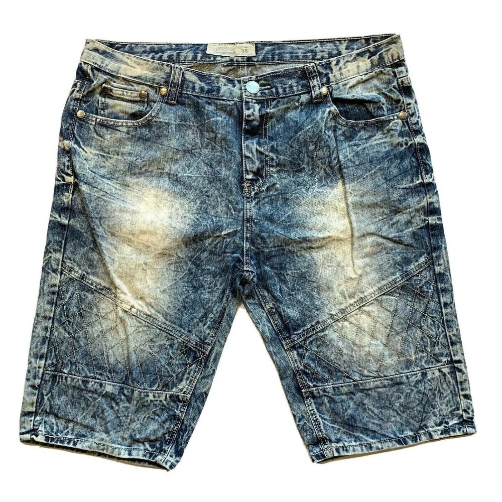 California Republic Jean Denim Shorts Men 38x13 Trestles Acid Wash Relaxed Faded